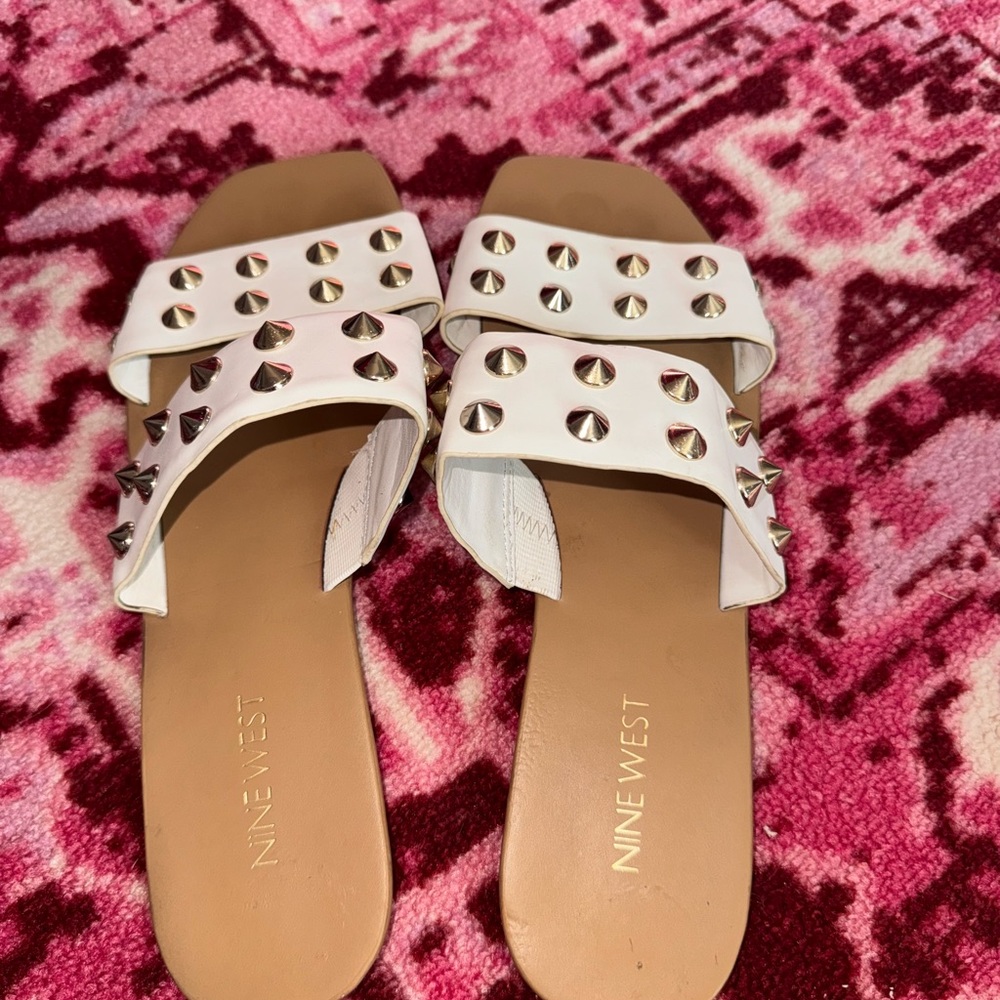 Nine West White Studded Women's Sandals